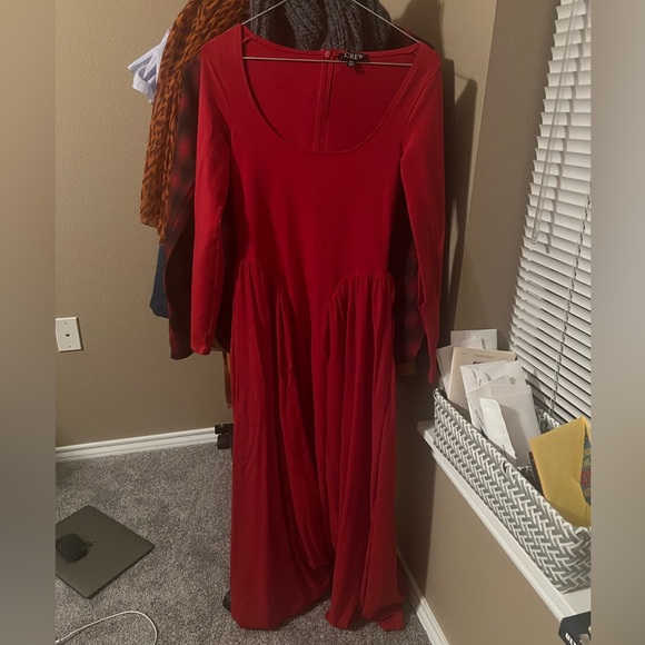 NWOT J.crew Red Long Sleeve Dress - Picture 3 of 8